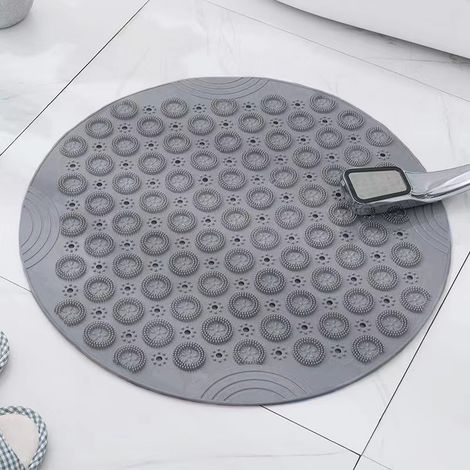 [Tapis de bain antidérapant] Tapis de bain antidérapant rond  Coussin de massage pour les pieds Tapis de bain toilettes 55cm/21,65in Gris (1/5)