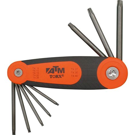 Jeu de 8 clés Torx pour distributeur automatique de billets (T9-T40) dans un porte-clés de type couteau