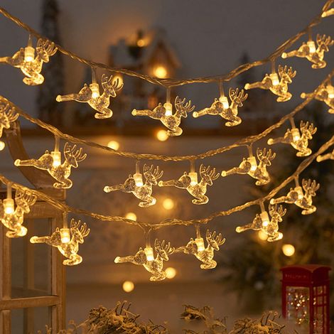 Guirlande Lumineuse Noël - Renne Et Flocon De Neige - 150 Cm - 10 Led - Alimentation Piles - Pour Intérieur Et Extérieur (1/5)