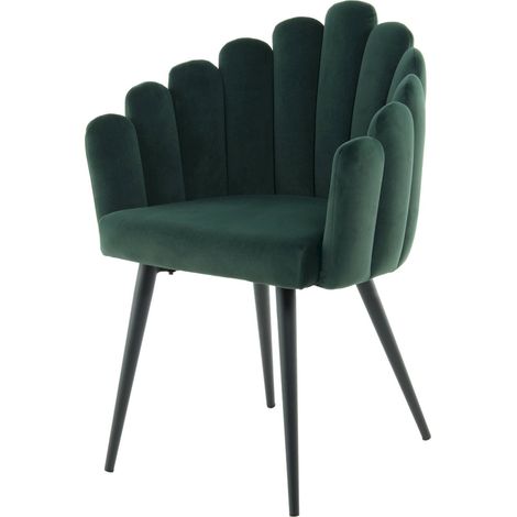 Chaise de salle à manger velours vert design confortable - vert sapin profond (1/4)