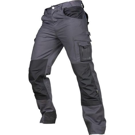 Pantalón de trabajo gris oscuro 280 g/m2, 65% poliéster, talla 58, resistente y elástico (1/5)