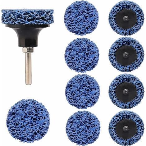 Packung mit 10 blauen 50-mm-Schleifscheiben mit Lamellen zur Reinigung von Metalloberflächen und zum Entlacken, kompatibel mit (1/5)