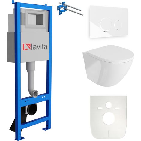 LAVITA WC Set mit Vorwandelement, Wand-WC und Spülknopf (1/5)