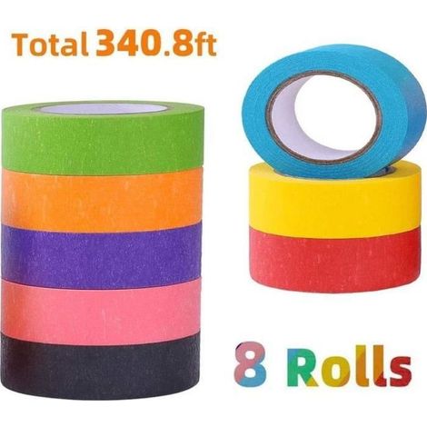 Ruban adhésif décoratif couleur,8 rouleaux masking tape washi papier scotch masquage arc en ciel ruban adhesif craft pour le codage-Ywey (1/3)