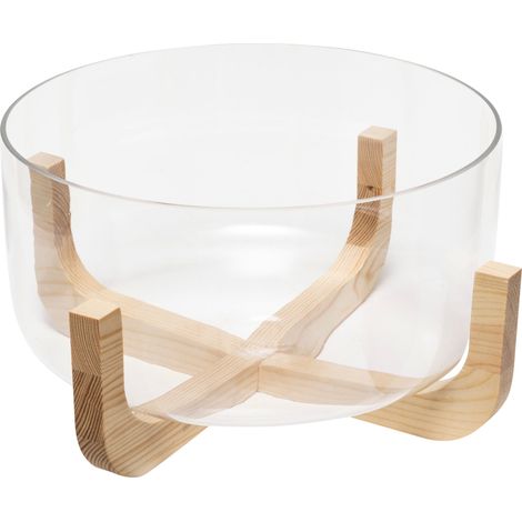 Bol à salade en verre ARHA avec base en bois, Ø 28 cm