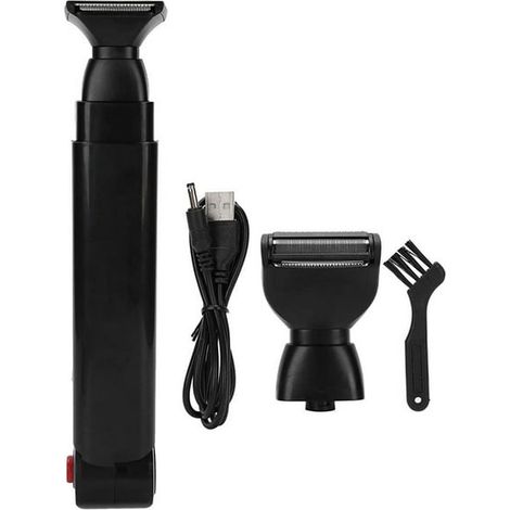 PEALOV Rasoir de dos électrique 180°, rechargeable USB, manche pliable et 2 lames interchangeables, épilation homme autonome (1/4)