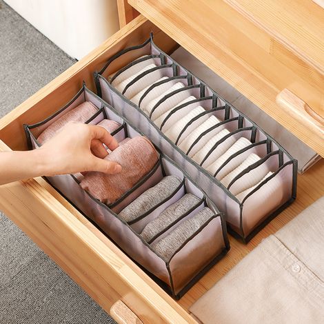 Boîte de rangement pliable pour sous-vêtements, usage domestique, séparateur de tiroir en maille, organisateur pour sous-vêtements/soutiens-gorge/chaussettes (1/5)