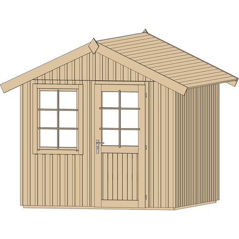 Schwedenhaus Skara Gr.1 natur Tür und Fenster 250 x 250 cm