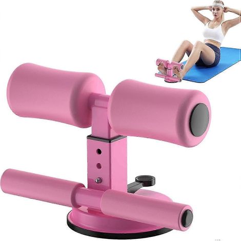 Barre d'abdominaux pour exercices abdominaux - Hauteur réglable appareil de fitness portable avec ventouse - Rose (1/5)