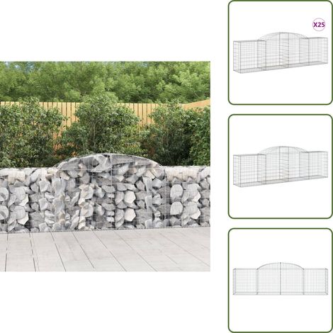 Gabionen mit Hochbogen 25 Stk. 300x50x80/100cm Verzinktes Eisen - Gabionen - Gabionenkorb - Gartendeko - Zaun - Sichtschutz (1/5)
