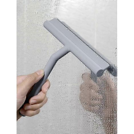 Raclette de douche avec support, 1 pièce, pour nettoyer les vitres et les miroirs sans perçage. Nettoyeur de parois de douche en silicone, facile à prendre en main. Idéale pour la salle de bain. (1/5)