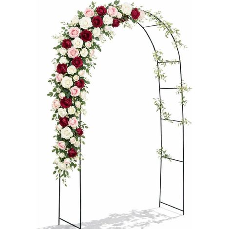 Arco da giardino in Metallo per piante rampicanti di colore nero - Misura 140x38x240 cm - Pergolato decorativo da esterno resistente a intemperie e raggi UV (1/5)