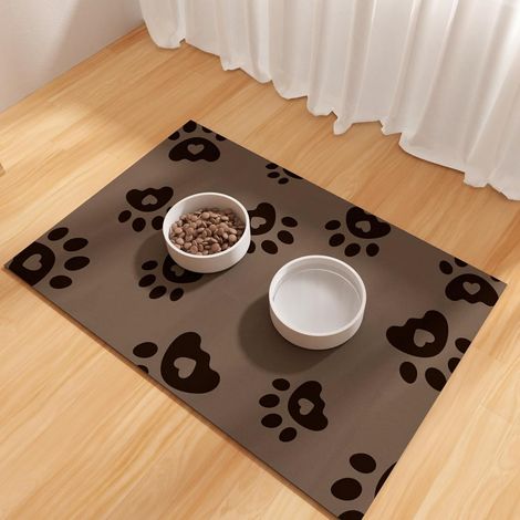Tapis d'alimentation pour Animaux 30x50cm, Tapis pour la Gamelle du Chien pour Les Buveurs Désordonnés, Marron (1/4)