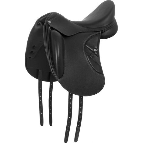 18", Nero: Sella da dressage in pelle modello Heidy professional con arcione in carbonio