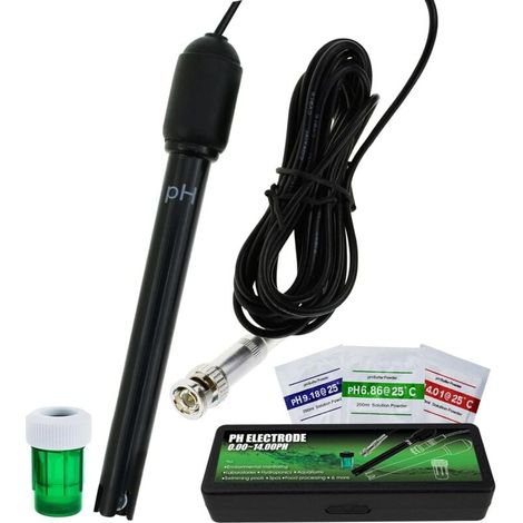 pH-Elektrode mit langem Körper und BNC-Stecker, Sonde, 300 cm Kabel, 0–14 pH, für pH-Meter, pH-Regler, pH-Spargerät, Sensor (1/4)