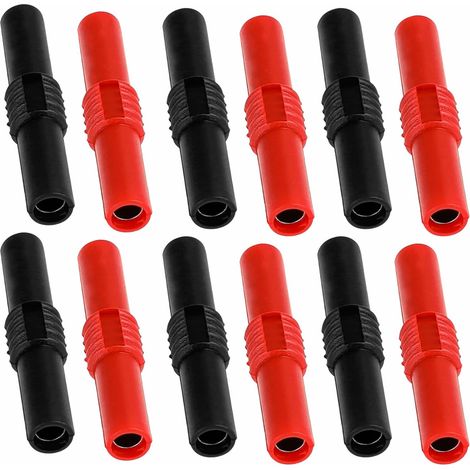 Lot de 12 Fiche Banane 4 mm Adaptateur Extension de Fiches Banane Connecteurs de Fiches Bananes Femelles pour Équipement Audio de Bricolage (1/5)