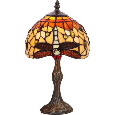 Lampe de table Manor base en forme de Tiffany diamètre 20cm Série Belle Amber
