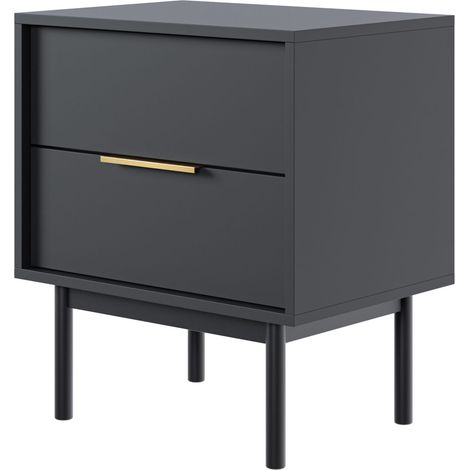 Selsey Viviaro - Nachttisch mit 2 Schubladen, schwarz, 54 cm (1/4)