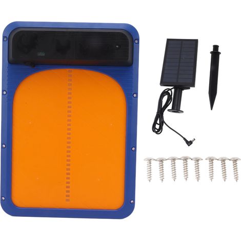 Porte de poulailler automatique à énergie solaire avec capteur de lumière pour volaille, bleu et jaune (1/5)