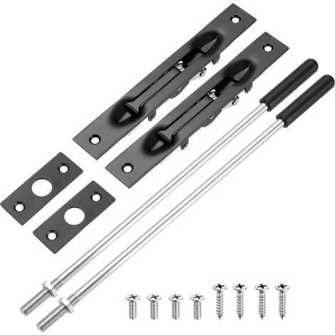 2 Pack Verrou Encastré À Tige Avec Prolongateur, 12 Pouces Verrouillage Encastré De Porte En Acier Inoxydable Serrure De Sécurité Dissimulée Pour Double Portes, Composite (1/5)