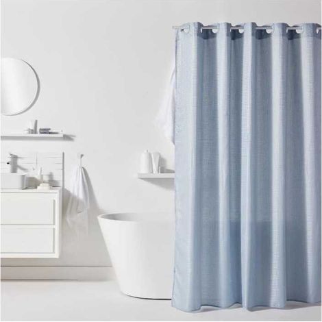 Cortina de ducha TODAY Utility Jacquard gofrado Azul 180 x 200 cm 12 ganchos (1/3)