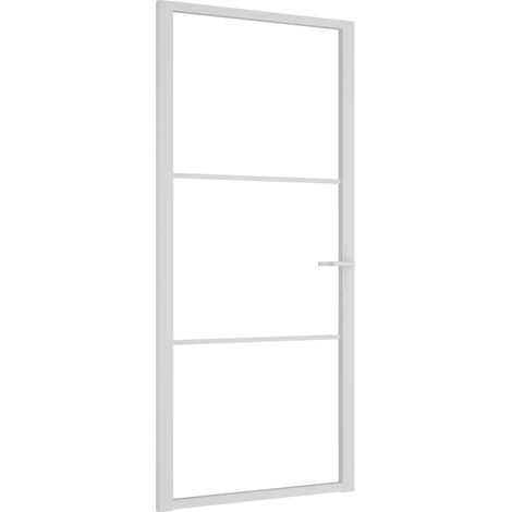 Porte intérieure，Porte d'entrée 93x201,5 cm Blanc Verre ESG et aluminium CFW23512