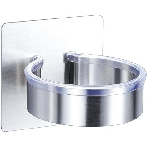 Wandmontierter Haartrocknerhalter, kein Bohren erforderlich, ideal zur Aufbewahrung Ihrer Haaraccessoires. Runder, silberner Haartrocknerhalter (kein Bohren erforderlich) – 2er-Pack. (1/5)