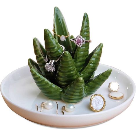 Support pour bague en aloès, cactus, bijoux pour femme, cadeau d'anniversaire personnalisé pour amie, petite amie, cadeau pour mariage, pendaison de crémaillère, décoration de cactus pour la maison (1/5)