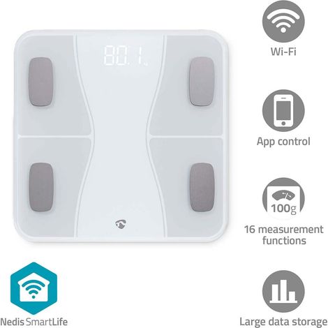Bilance sanitarie smartlife bluetooth bmi bmr grasso muscoli ossatura water weight 12 carico di picco 180 kg android ios abs vetro bianco 88301685 88301685 88301685 88301685 (1/5)