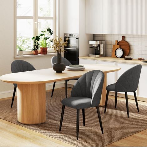 4er-Set Esszimmerstühle in Samtoptik, Dunkelgrau (1/5)