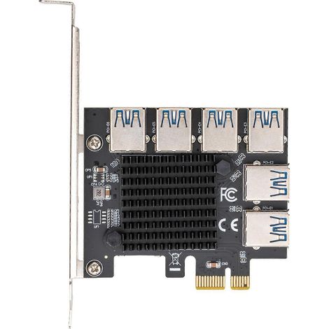 Carte d'extension PCI-E 1 vers 6 avec adaptateur USB 3.0 pour crypto-minage (1/4)