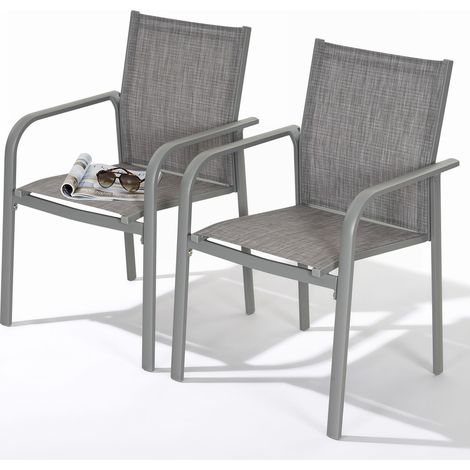 2er-Pack Garten-Terrassenstühle aus Textilene mit Aluminiumgestell (1/5)