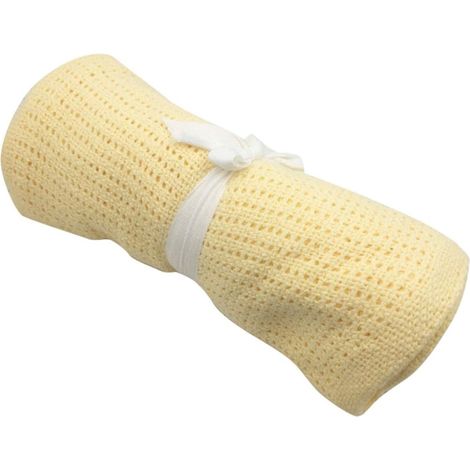 Lit bébé coton doux couverture bébé garçon fille chaude tricotée couverture de couchage (jaune) (1/5)