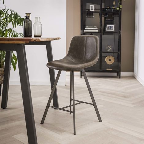 Barhocker Siena Taupe Sattel PU Kunstleder (1/5)