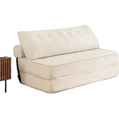 Sofá cama convertible, espuma de alta densidad para mayor comodidad, diseño moderno, blanco. (1/2)