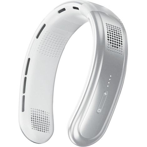 Ventilatore da collo, ricaricabile tramite USB, leggero, regolabile, portatile, silenzioso, ideale per attività all'aperto, 1 pezzo (bianco)