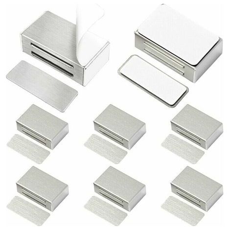 Adhesive Cupboard Door Magnet 8 Pack Magnetic Door Catches Updated No Screws No Drilling for Kitchen Cupboard Strong Magnet Closure for Drawer, Cabinet, Furniture, etc