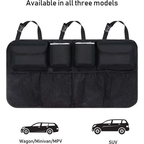 Multipurpose Pliables Sac de Rangement Voiture, coffre rangement voiture, voiture rangement, Noir (1/5)