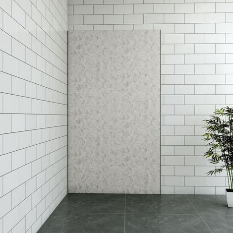 Panneau Mural pour Douche en Aluminium avec les Profiles,béton gris 90 x 210 cm - Habillage Mural Étanche pour Salle de Bain, Installation Rapide