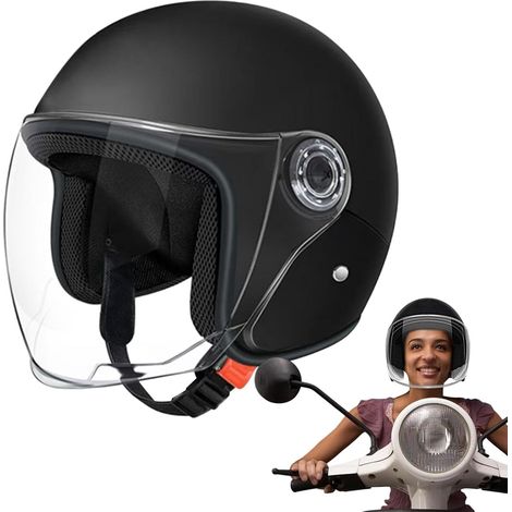 Casques de sécurité - Casques de sécurité réglables, demi-casques de moto quatre saisons, casques d'équitation Casques de cyclomoteur de course, vintage, confortables pour garçons, filles, adolescen (1/5)