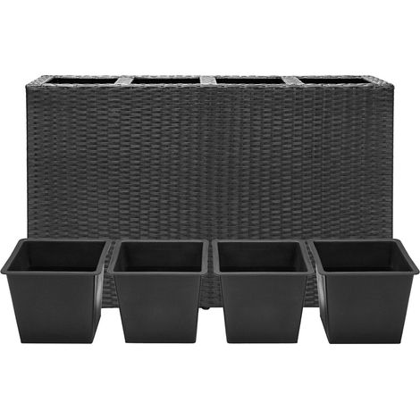 Vaso per piante in polyrattan, nero, 95x27x60 cm, uso interno/esterno (1/5)