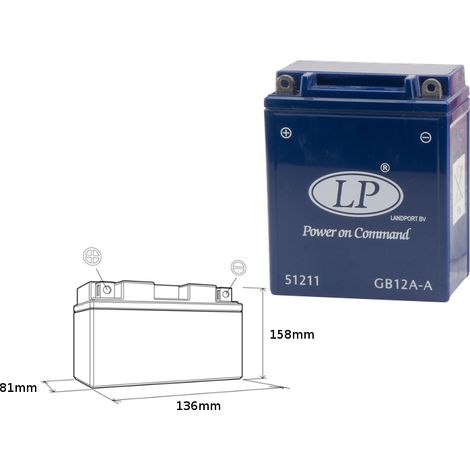 Batteria al gel Landport GB12A-A da 12V 12AH per moto e scooter