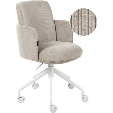 Silla de oficina tapizada en pana giratoria ajuste de altura del asiento gris pardo Dryden