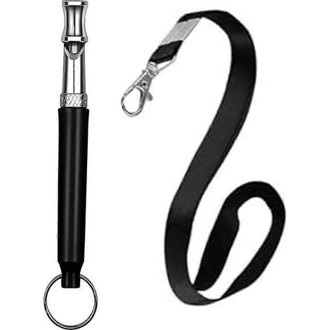 Sifflet pour chien à ultrasons réglable, avec cordon noir, pour faire cesser les aboiements et faciliter le rappel. (1/5)