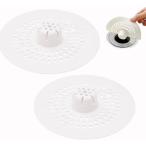 Protection de Drain de Silicone,Attrape Cheveux Douche 13cm,Filtre Evier de Cuisine avec Ventouse pour Cheveux Baignoire, Douche, Vidange, Cuisine, Bain, Buanderies (1/4)