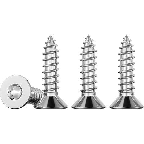 Drenky Vis Torx Inox 4x16 Tete Fraisee Bois En Acier Inoxydable A2 V2A 50 Pièces Autotaraudeuses Entièrement Fileté Vise Clous, Et Fixations, TX20 (1/5)