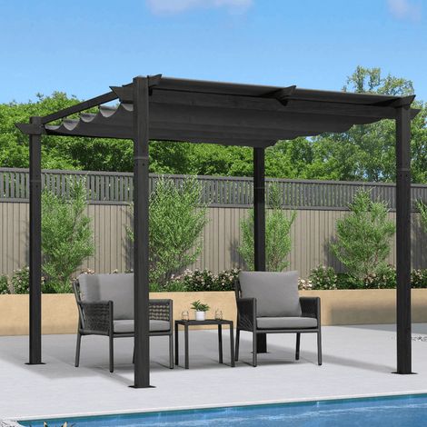 PURPLE LEAF Outdoor Retractable Pergola mit Sonnenschutz Vordach Patio Aluminium Pergola für Garten