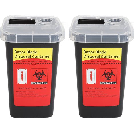 Lot de 2 boîtes de rangement en plastique pour objets tranchants et piquants (lames de tatouage, aiguilles de seringue, etc.) pour la beauté et la coiffure. (1/5)