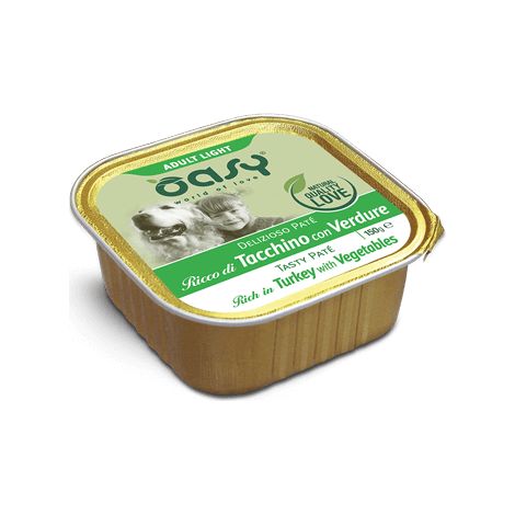 Oasy Dog Delizioso Patè Adult Light in Fat Tacchino con Verdure - Oasy Dog Delizioso Patè Adult Light in Fat Tacchino con Verdure - Vaschetta Da 150 Gr