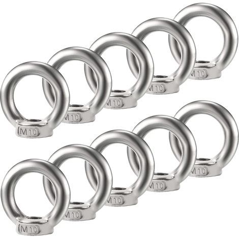 Lot de 10 écrous à œil M10 - Filetage en acier inoxydable 304 - Écrous à œillets - Matériel - Œillets annulaires pour soulever des accessoires (1/5)